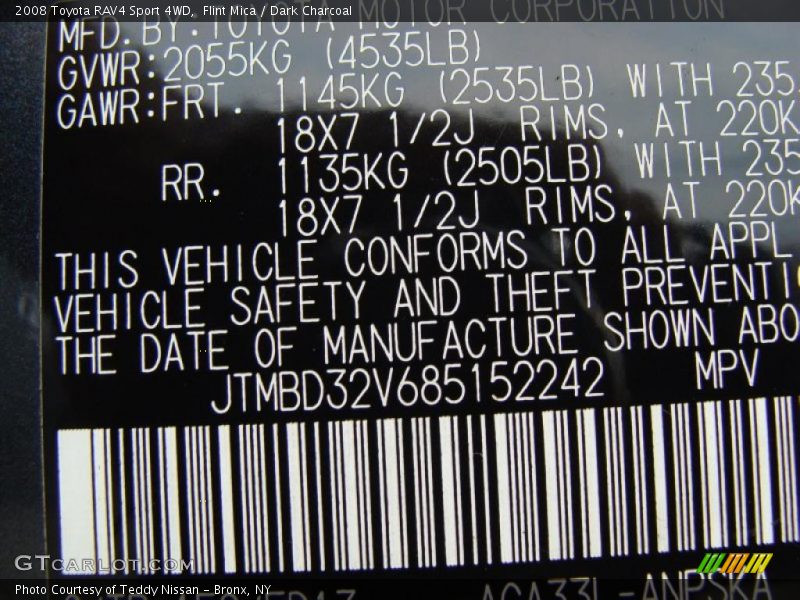 Flint Mica / Dark Charcoal 2008 Toyota RAV4 Sport 4WD