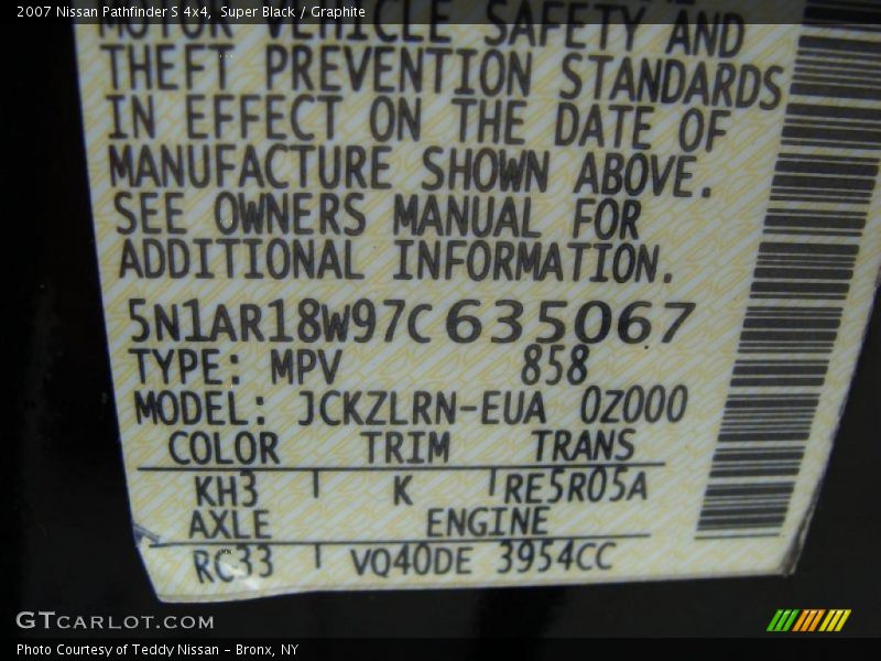 Super Black / Graphite 2007 Nissan Pathfinder S 4x4