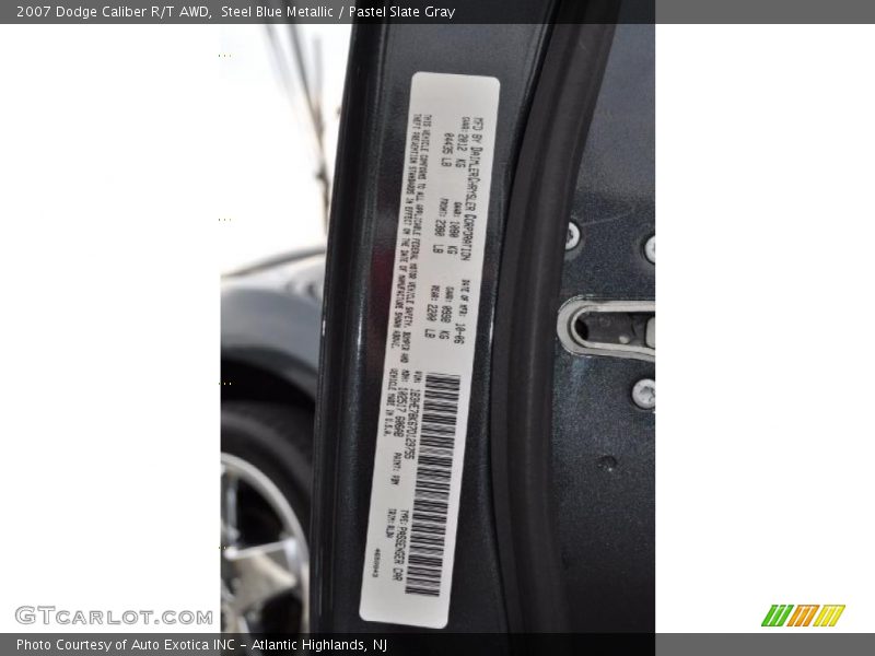 Steel Blue Metallic / Pastel Slate Gray 2007 Dodge Caliber R/T AWD