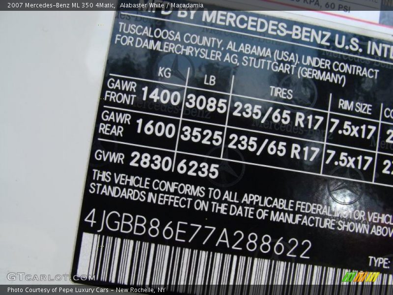 Alabaster White / Macadamia 2007 Mercedes-Benz ML 350 4Matic