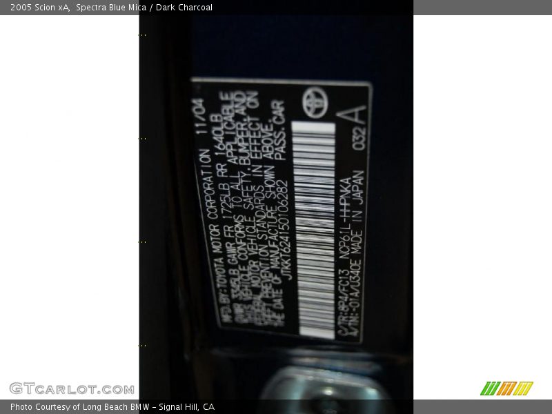 Spectra Blue Mica / Dark Charcoal 2005 Scion xA