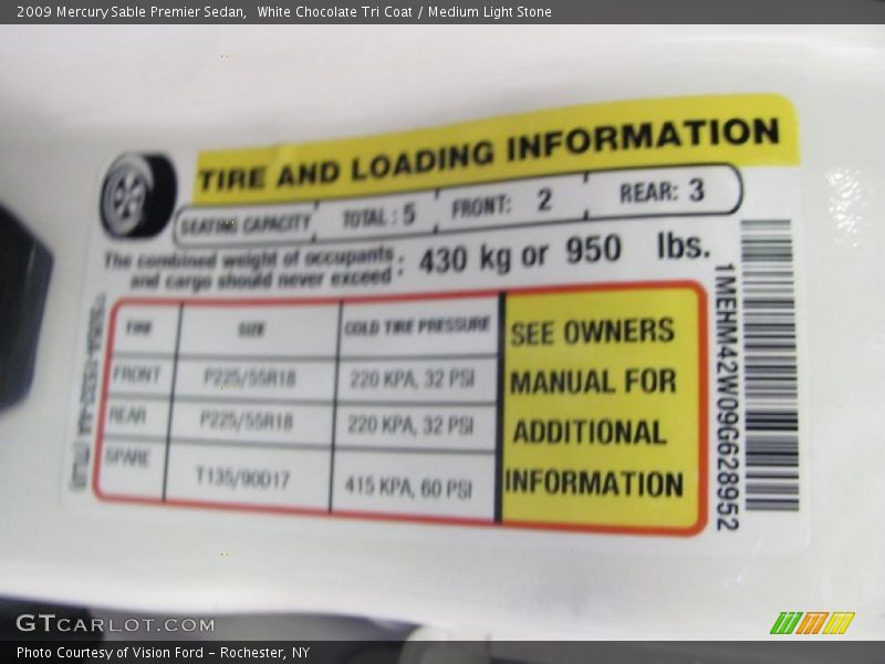 White Chocolate Tri Coat / Medium Light Stone 2009 Mercury Sable Premier Sedan