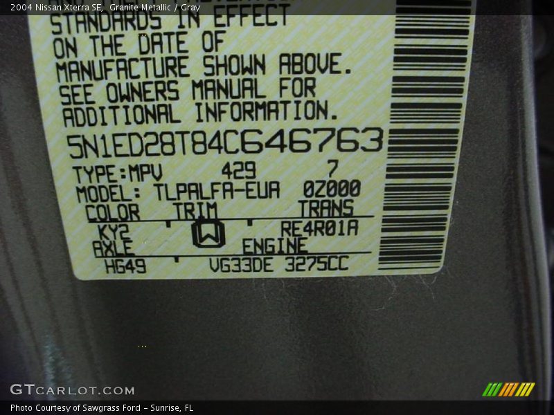 Granite Metallic / Gray 2004 Nissan Xterra SE