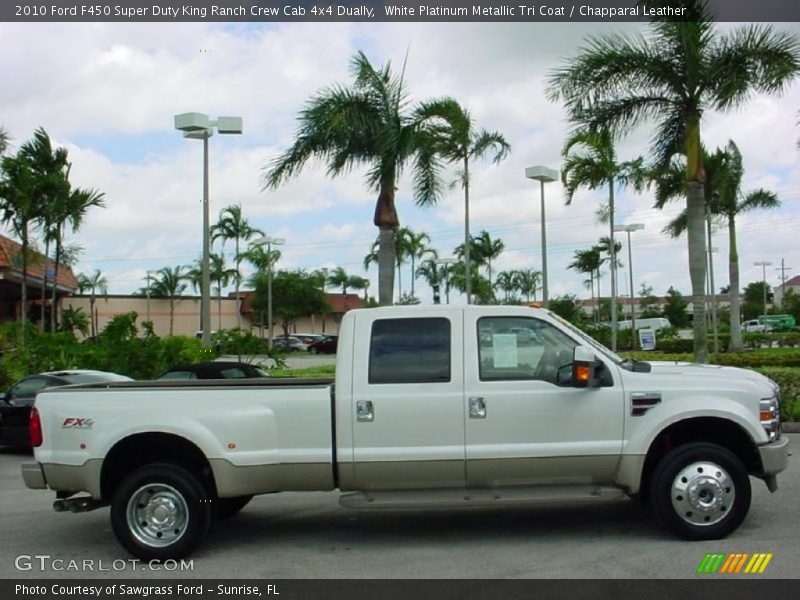 White Platinum Metallic Tri Coat / Chapparal Leather 2010 Ford F450 Super Duty King Ranch Crew Cab 4x4 Dually