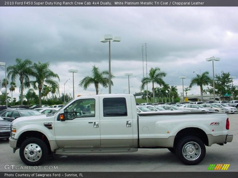 White Platinum Metallic Tri Coat / Chapparal Leather 2010 Ford F450 Super Duty King Ranch Crew Cab 4x4 Dually