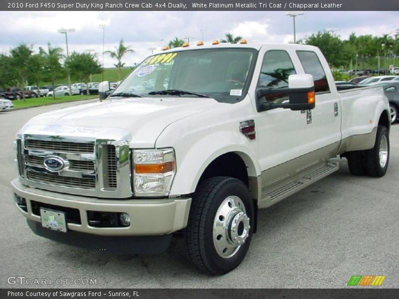 White Platinum Metallic Tri Coat / Chapparal Leather 2010 Ford F450 Super Duty King Ranch Crew Cab 4x4 Dually