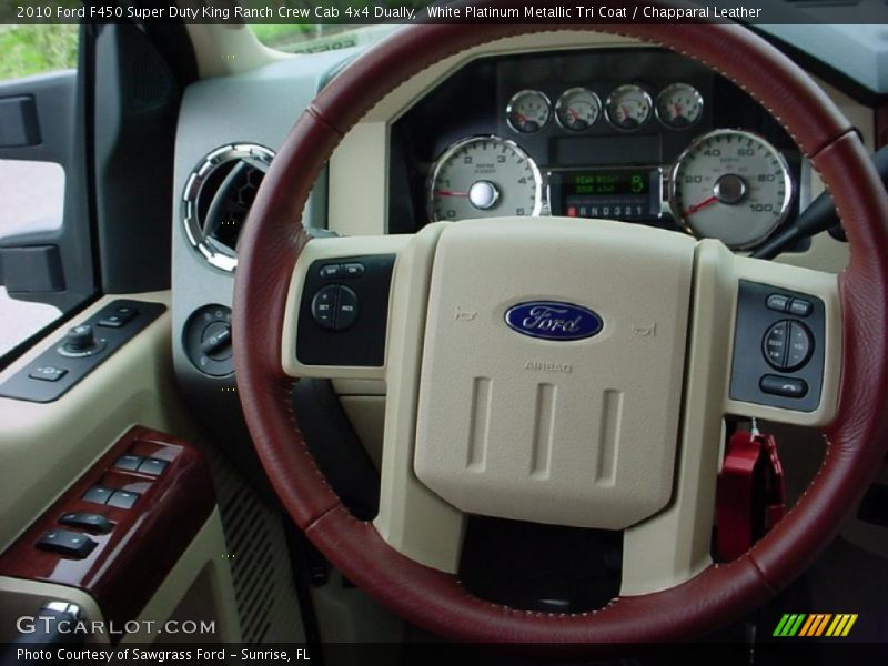White Platinum Metallic Tri Coat / Chapparal Leather 2010 Ford F450 Super Duty King Ranch Crew Cab 4x4 Dually