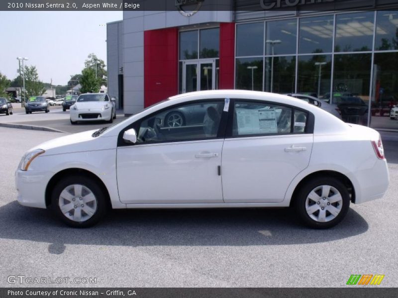 Aspen White / Beige 2010 Nissan Sentra 2.0