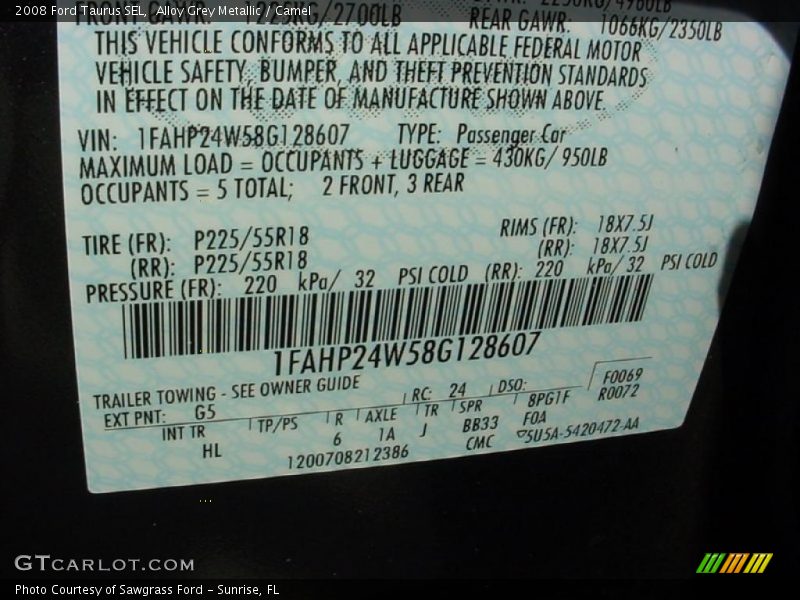 Alloy Grey Metallic / Camel 2008 Ford Taurus SEL