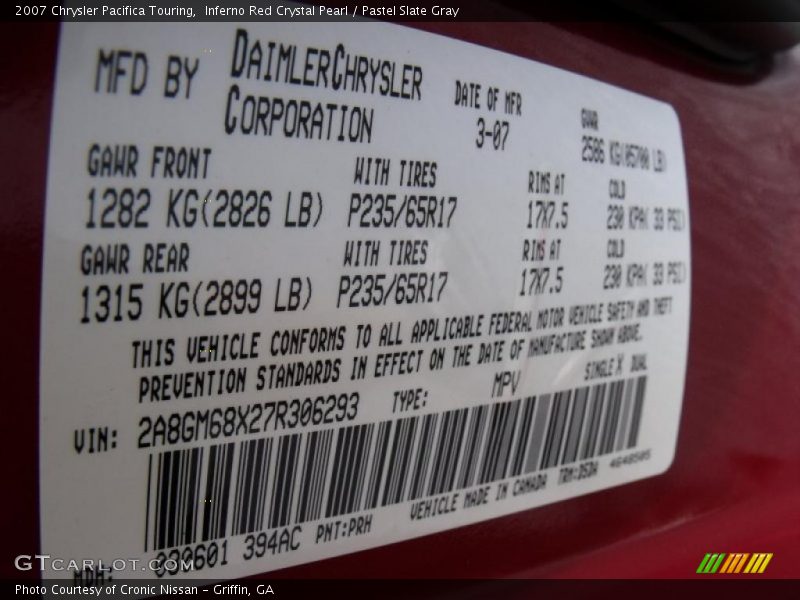 Inferno Red Crystal Pearl / Pastel Slate Gray 2007 Chrysler Pacifica Touring