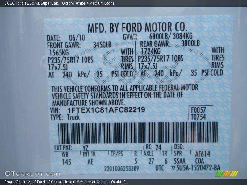 Oxford White / Medium Stone 2010 Ford F150 XL SuperCab