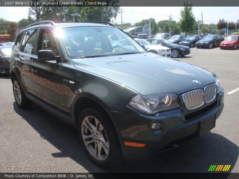 Highland Green Metallic / Sand Beige 2007 BMW X3 3.0si