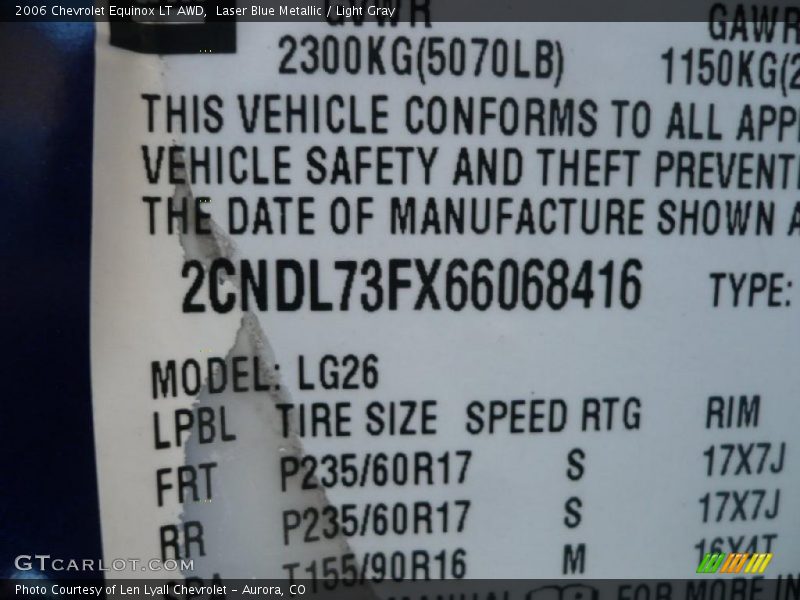Laser Blue Metallic / Light Gray 2006 Chevrolet Equinox LT AWD
