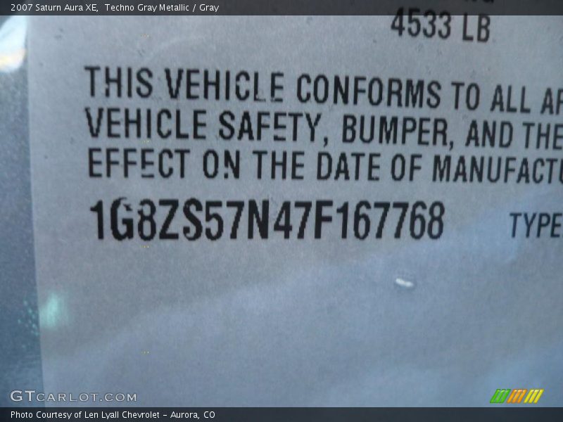Techno Gray Metallic / Gray 2007 Saturn Aura XE