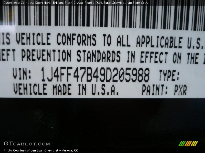 Brilliant Black Crystal Pearl / Dark Slate Gray/Medium Slate Gray 2009 Jeep Compass Sport 4x4