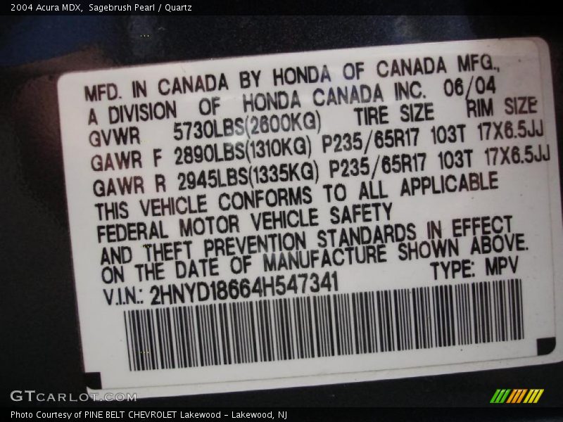 Sagebrush Pearl / Quartz 2004 Acura MDX