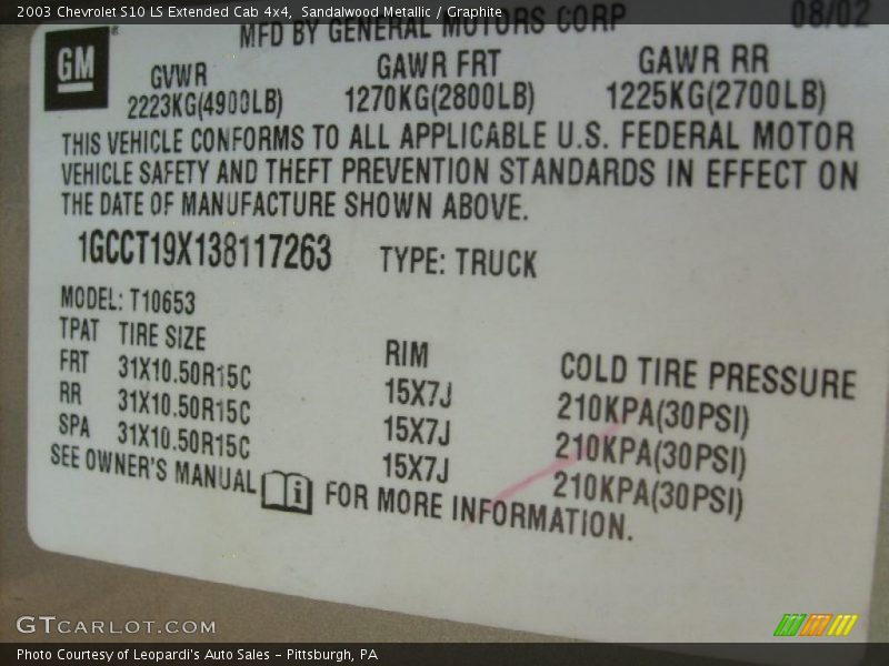 Sandalwood Metallic / Graphite 2003 Chevrolet S10 LS Extended Cab 4x4