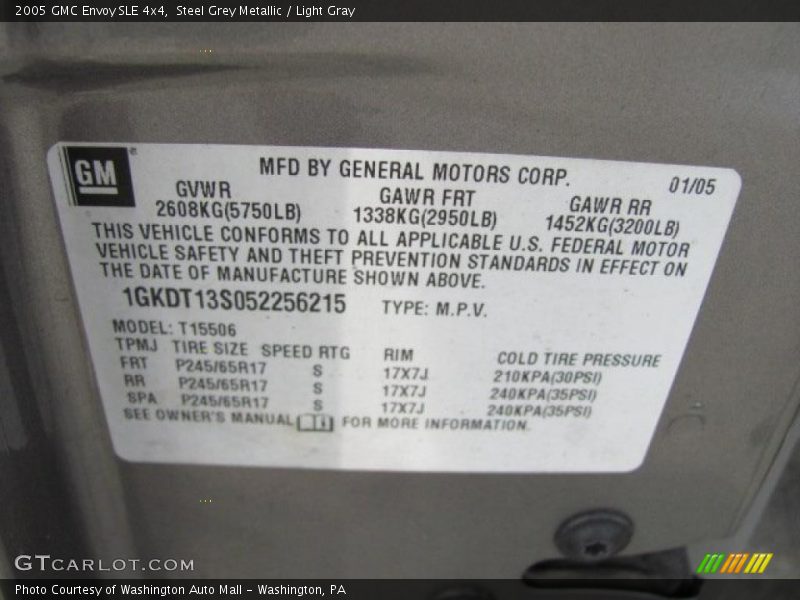 Steel Grey Metallic / Light Gray 2005 GMC Envoy SLE 4x4
