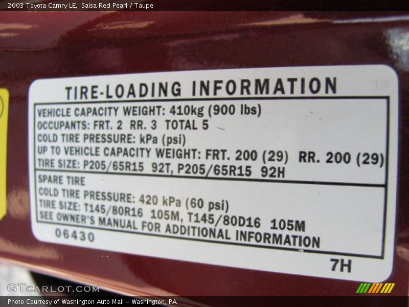 Salsa Red Pearl / Taupe 2003 Toyota Camry LE