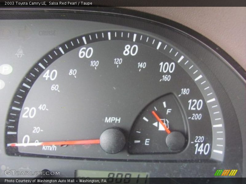Salsa Red Pearl / Taupe 2003 Toyota Camry LE
