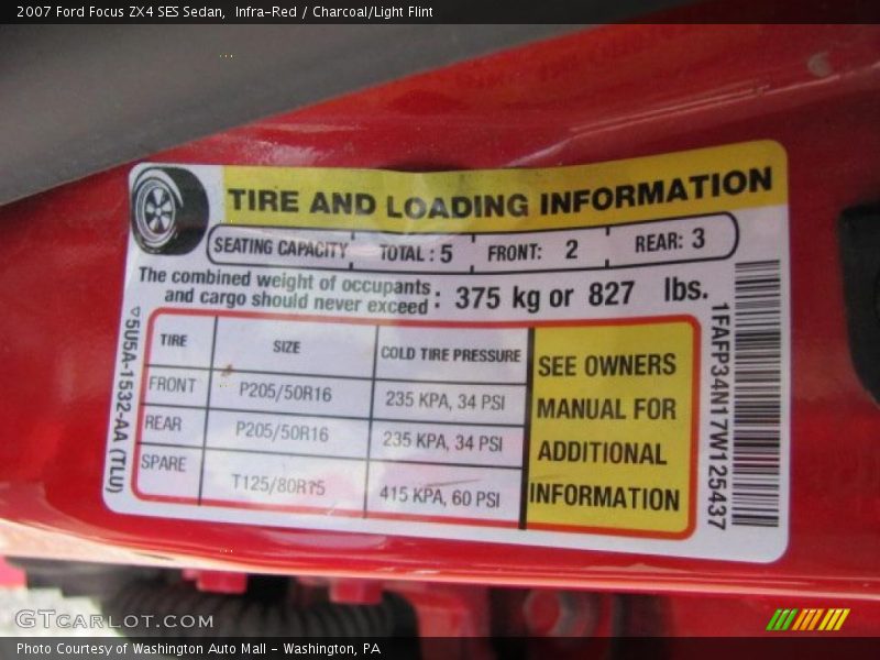 Infra-Red / Charcoal/Light Flint 2007 Ford Focus ZX4 SES Sedan