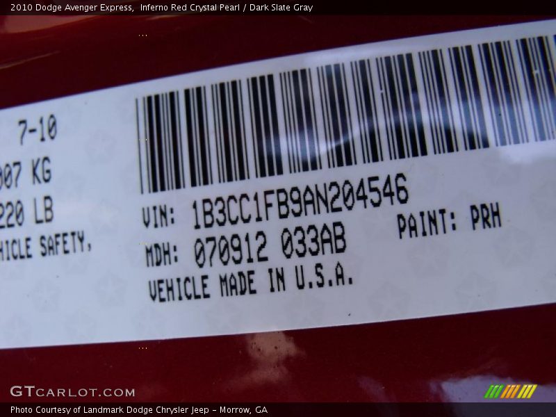 Inferno Red Crystal Pearl / Dark Slate Gray 2010 Dodge Avenger Express