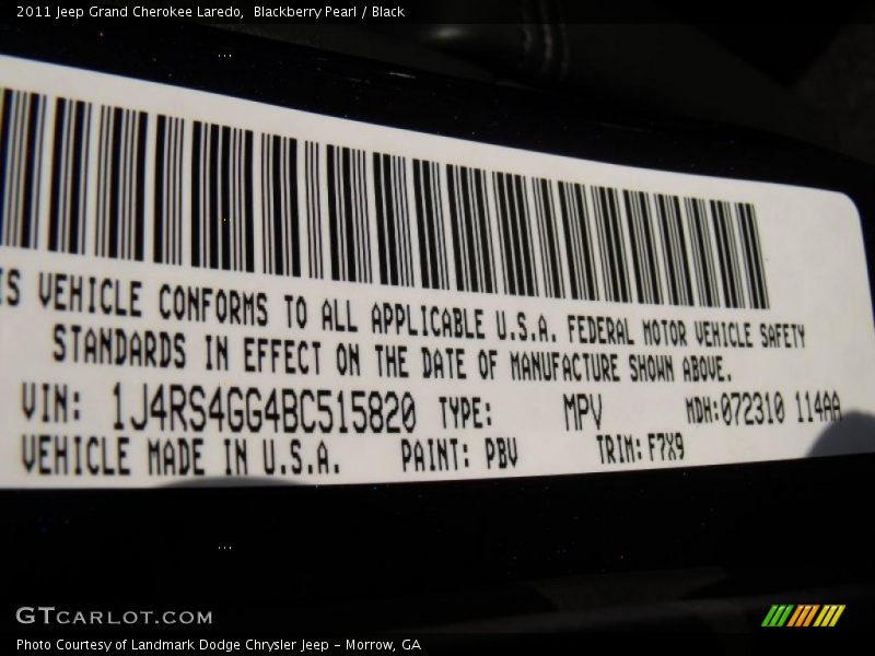 Blackberry Pearl / Black 2011 Jeep Grand Cherokee Laredo
