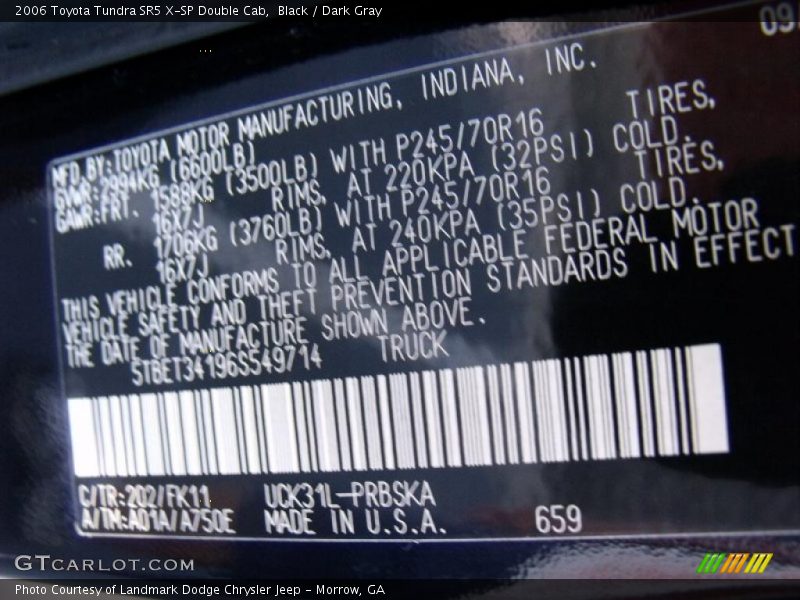 Black / Dark Gray 2006 Toyota Tundra SR5 X-SP Double Cab