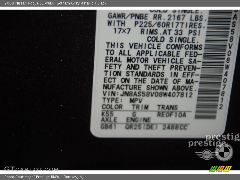 Gotham Gray Metallic / Black 2008 Nissan Rogue SL AWD