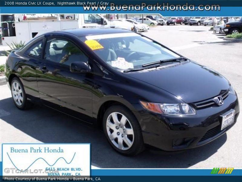 Nighthawk Black Pearl / Gray 2008 Honda Civic LX Coupe