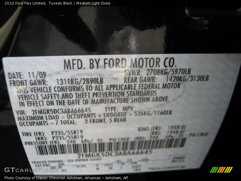 Tuxedo Black / Medium Light Stone 2010 Ford Flex Limited