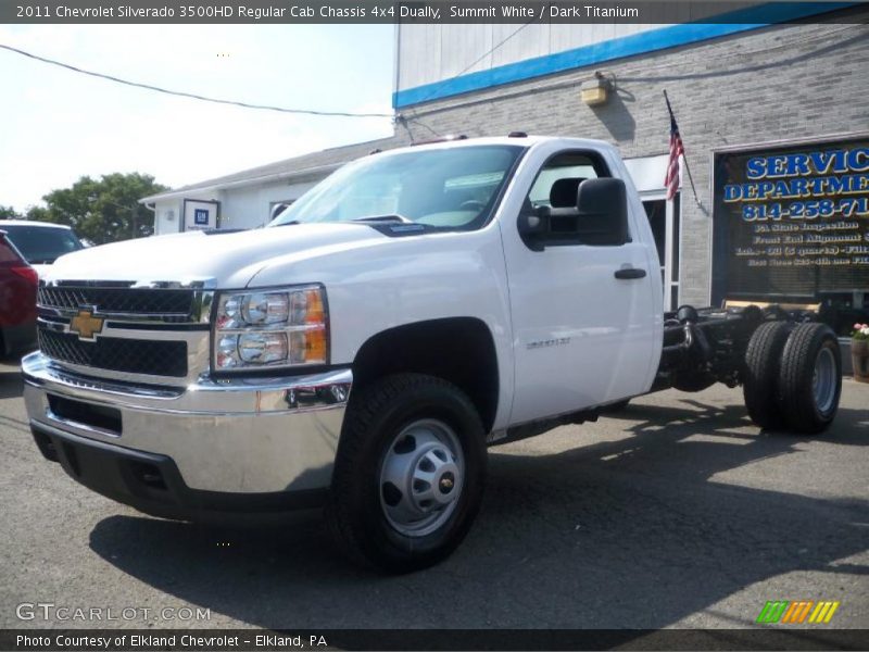 Summit White / Dark Titanium 2011 Chevrolet Silverado 3500HD Regular Cab Chassis 4x4 Dually
