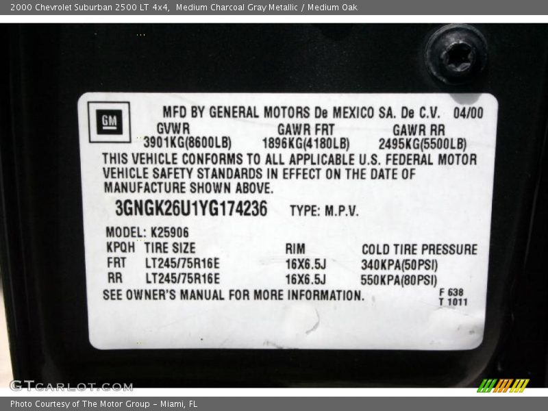 Medium Charcoal Gray Metallic / Medium Oak 2000 Chevrolet Suburban 2500 LT 4x4