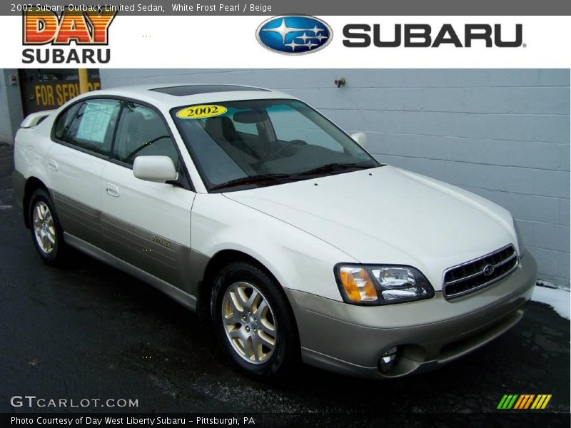 White Frost Pearl / Beige 2002 Subaru Outback Limited Sedan