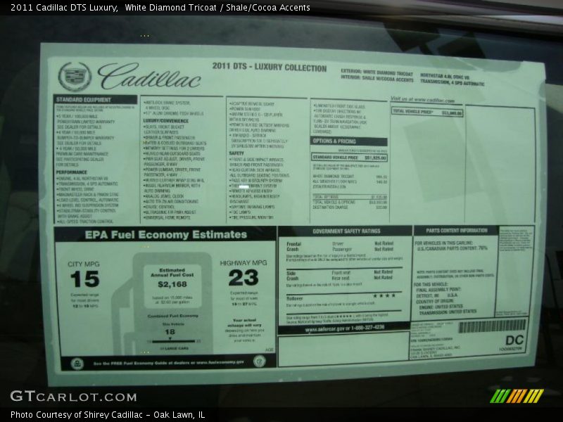 White Diamond Tricoat / Shale/Cocoa Accents 2011 Cadillac DTS Luxury