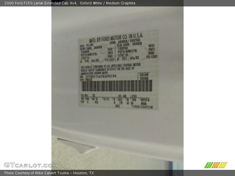Oxford White / Medium Graphite 2000 Ford F150 Lariat Extended Cab 4x4