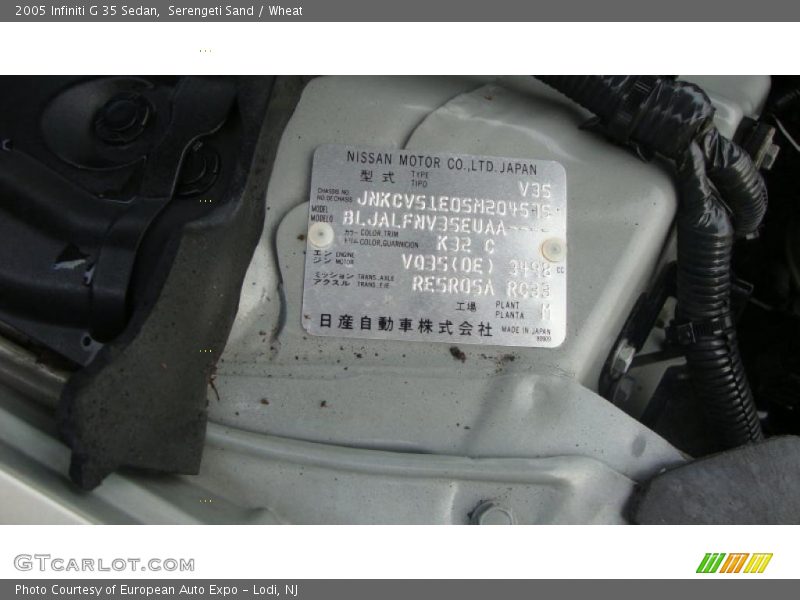 Serengeti Sand / Wheat 2005 Infiniti G 35 Sedan