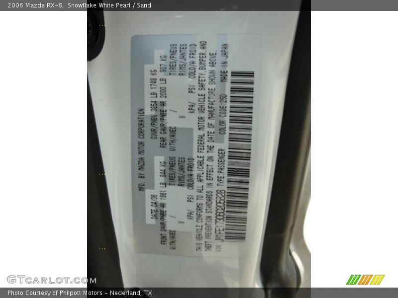 Snowflake White Pearl / Sand 2006 Mazda RX-8