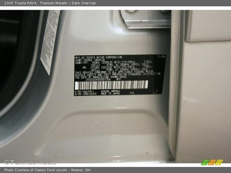 Titanium Metallic / Dark Charcoal 2005 Toyota RAV4