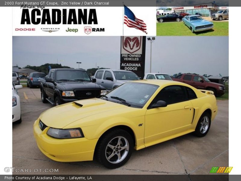 Zinc Yellow / Dark Charcoal 2003 Ford Mustang GT Coupe
