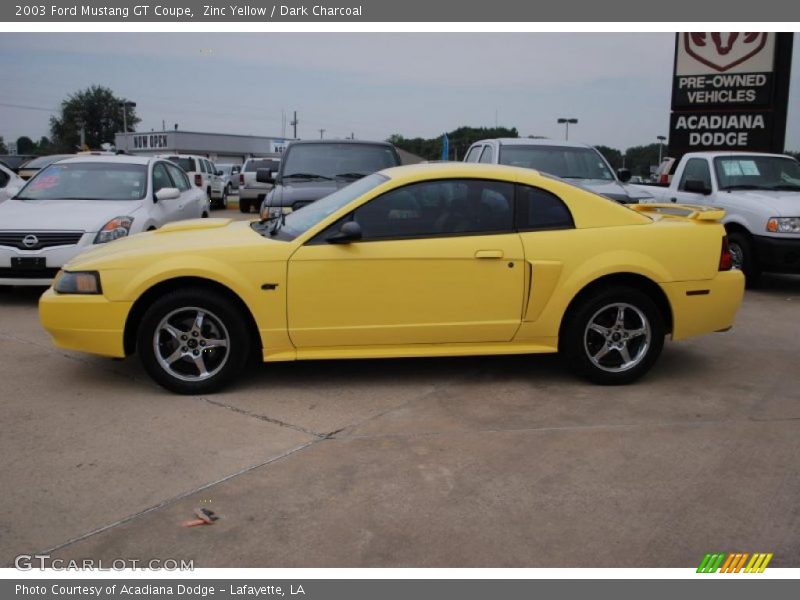 Zinc Yellow / Dark Charcoal 2003 Ford Mustang GT Coupe