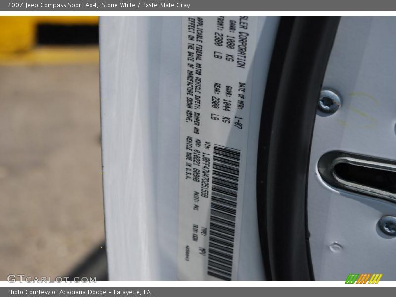 Stone White / Pastel Slate Gray 2007 Jeep Compass Sport 4x4