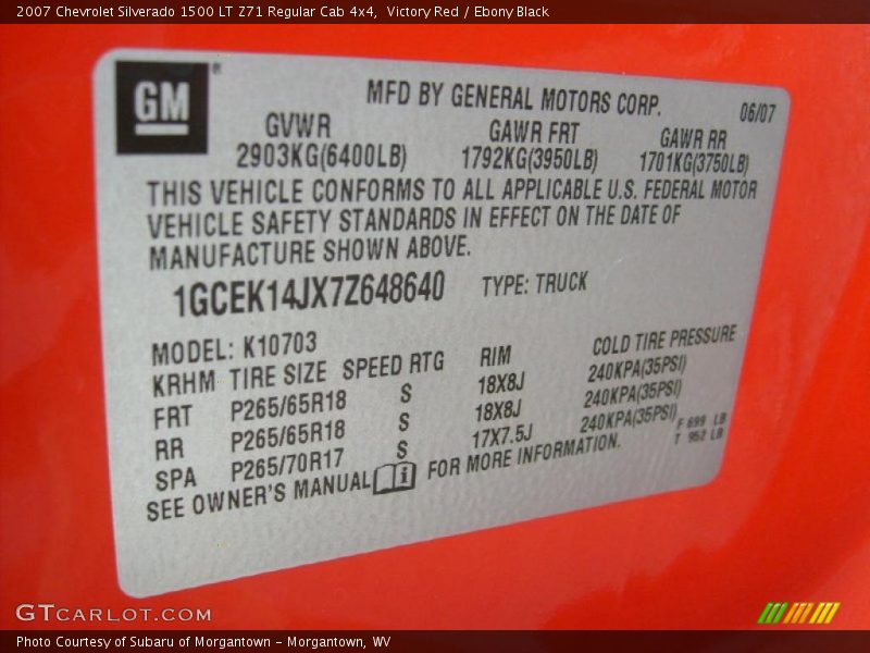 Victory Red / Ebony Black 2007 Chevrolet Silverado 1500 LT Z71 Regular Cab 4x4