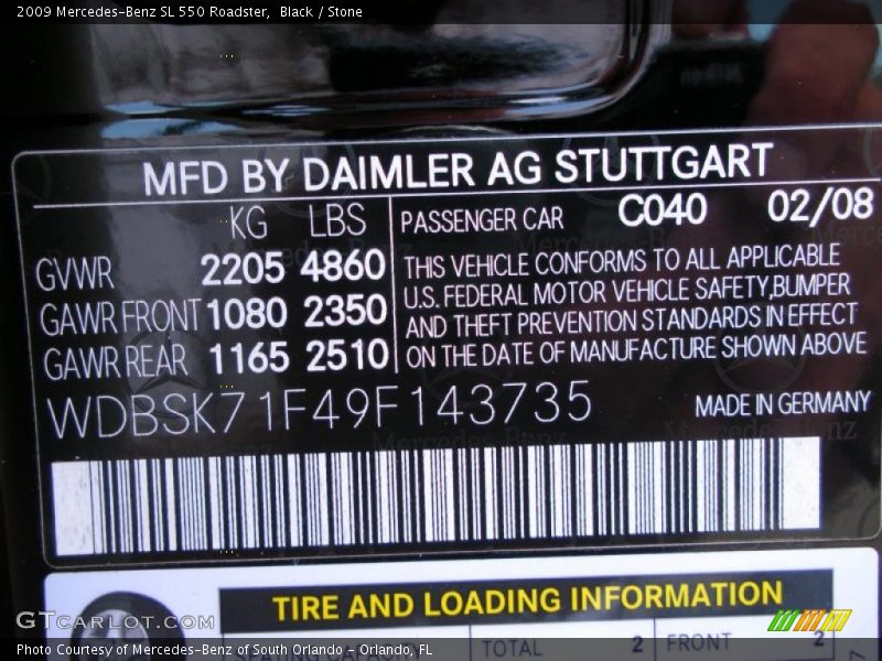 Black / Stone 2009 Mercedes-Benz SL 550 Roadster