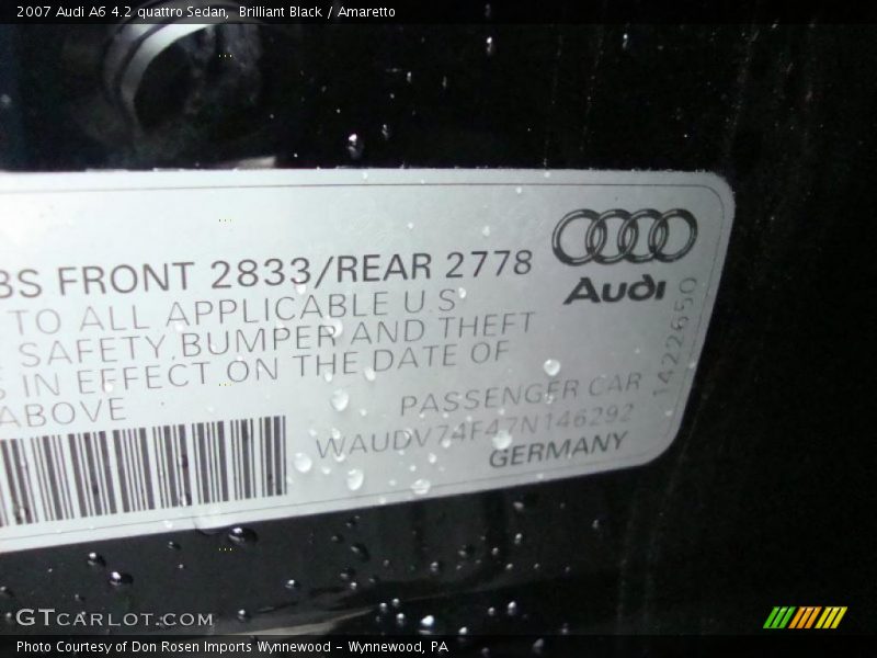 Brilliant Black / Amaretto 2007 Audi A6 4.2 quattro Sedan