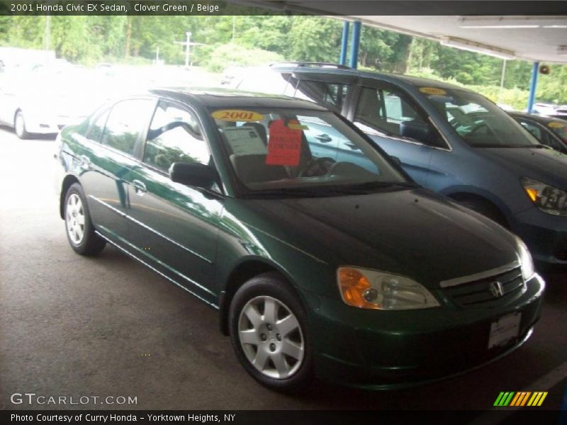 Clover Green / Beige 2001 Honda Civic EX Sedan