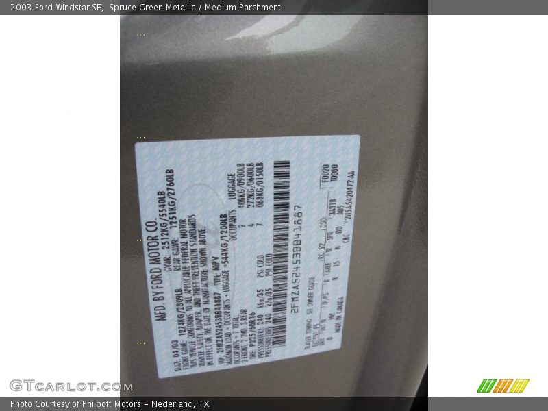Spruce Green Metallic / Medium Parchment 2003 Ford Windstar SE