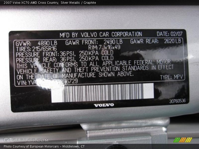 Silver Metallic / Graphite 2007 Volvo XC70 AWD Cross Country