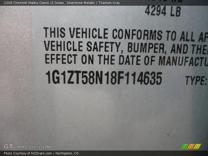 Silverstone Metallic / Titanium Gray 2008 Chevrolet Malibu Classic LS Sedan