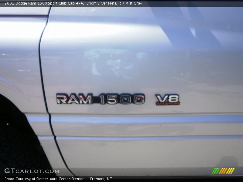Bright Silver Metallic / Mist Gray 2001 Dodge Ram 1500 Sport Club Cab 4x4